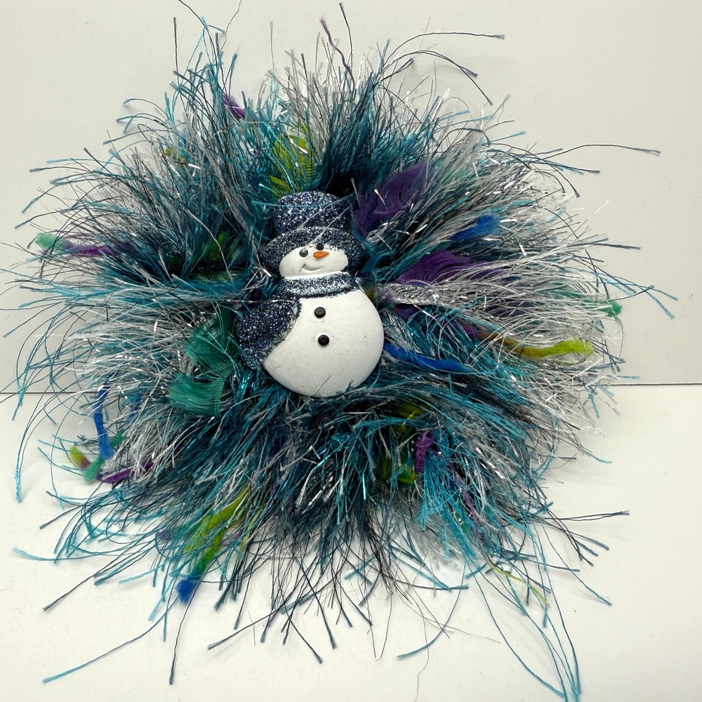 Whimsical Ceramic Snowman Brooch Pin Festive Winter Holiday Jewelry 5 in